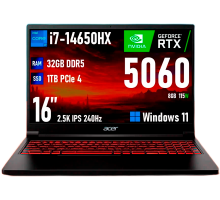 Acer Nitro 7, Core i7-14650HX, RTX5060, 32ГБ/1ТБ, IPS 2.5K 240Hz, Windows 11