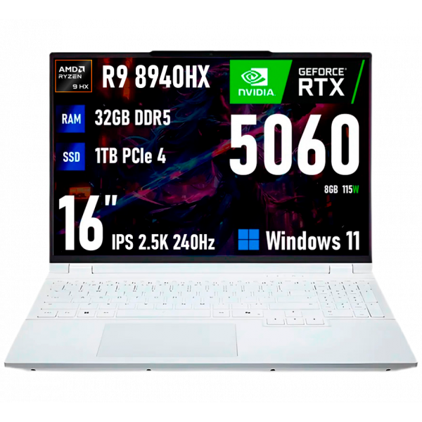 Игровой ноутбук Firebat 16 Pro, Ryzen 9 8940HX, RTX 5060, 32ГБ/1ТБ, 16" IPS 2.5K 240Hz, Windows 11