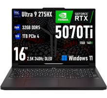 Игровой ноутбук Lenovo Legion Y9000P, Ultra 9 275HX, RTX 5070Ti, 32GB/1TB, 16" OLED 2.5K 240Hz, Windows 11, русская раскладка
