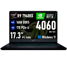Игровой ноутбук MSI Alpha 17, AMD Ryzen 9 7940HX, RTX 4060, 16ГБ DDR5 1ТБ, 17.3" 2.5K 240 Гц, Win 11, русская клавиатура
