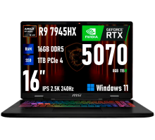 Игровой ноутбук MSI Crosshair 16 HX, R9 7945HX, RTX 5070, 16ГБ/1ТБ, IPS 2.5K 240Hz, Windows 11, русская клавиатура